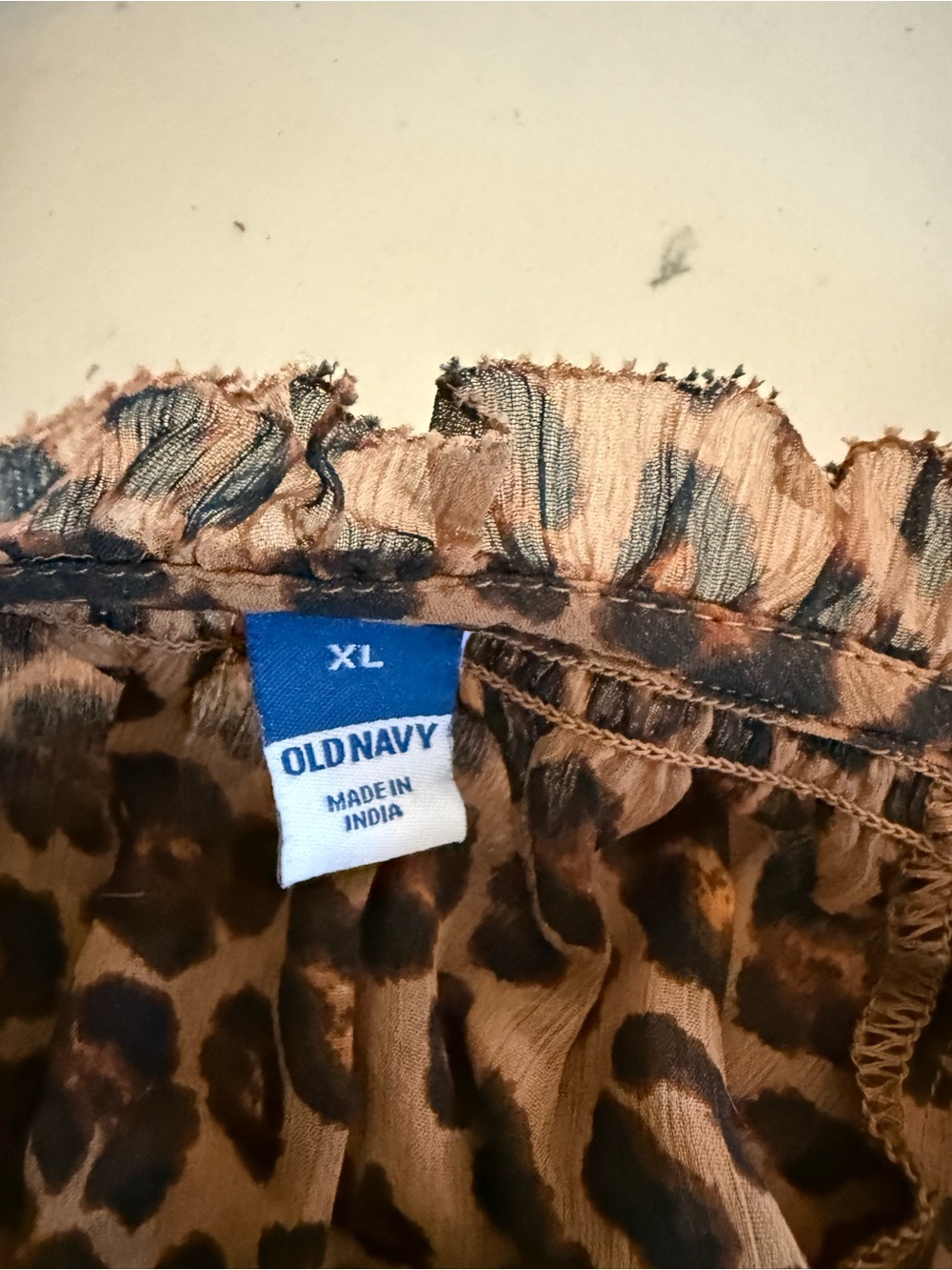 Old Navy Leopard Print Ruffle Sheer Sleeve Top - Picture 6 of 6